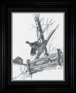 Terry Redlin Ruffed Grouse Pencil Sketch-Framed 9.5 x 11.5