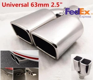 1PC Car Exhaust Muffler Tip Dual Square Tail Pipe Stainless Chrome 2.5" Inlet US - Picture 1 of 10