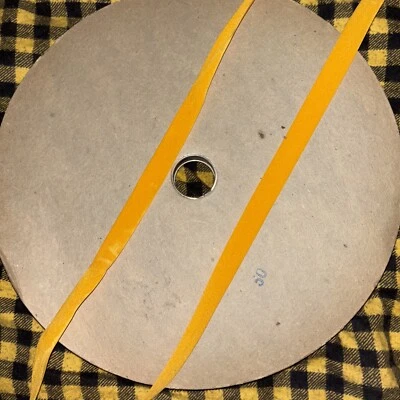 1/2” Yellow Gold Velvet Ribbon Solid Orange Color roll of  50 Yards NOS - Image 1 of 4