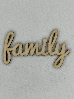 Corte láser personalizado sin terminar minúscula familia forma de palabra madera artesanía recorte Foto 1 de 2