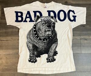 Tee-shirt vintage Bad Dog AOP imprimé bouledogue anglais art animal grunge punk années 90