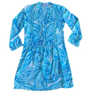 Abito donna Lilly Pulitzer Sarasota tunica blu bianco mare taglia M - Foto 1 di 8