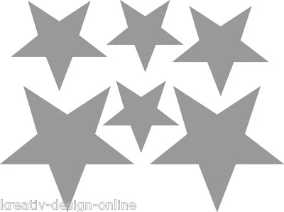 6 Sterne silber Hotfix Reflektor Bügelbild Bügelmotiv Applikation  zum Aufbügeln - Bild 1 von 3