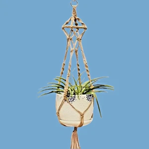"CUERDA DE YUTE MACRAME PLANTA COLGADOR yute 38" largo bohemio borla bohemia 3J - Imagen 1 de 5