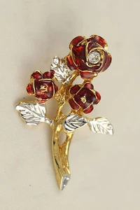 SPILLA ROSA MAZZO DI ROSE DORATA PLACCATA ORO FESTA DELLA DONNA MAMMA 1125 - Bild 1 von 1