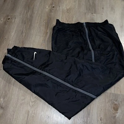Vintage Nike 90’s Men's Nylon Track Pants Lined Full Zip Legs Black Size XL Y2K - Image 1 of 4