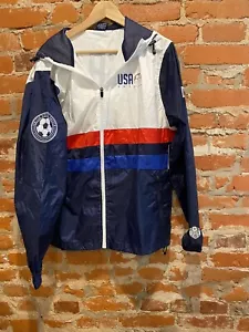 Mens USA Soccer Windbreaker Full Zip Hoodie Wind Jacket Size Large - Picture 1 of 9
