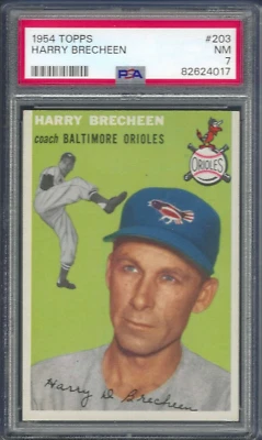 1954 Topps Harry Brecheen # 203 PSA 7 NM Baltimore Orioles Centered - Image 1 of 2