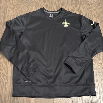 New Orleans Saints Nike Therma Fit NFL On Field Black Long Sleeve Pullover Large - Image 1 of 4