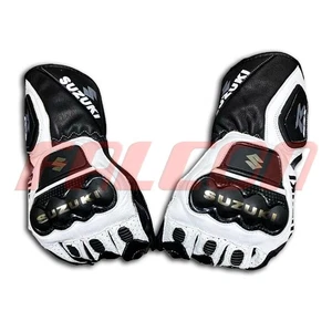 Suzuki GSXR Motorcycle Racing Leather Gloves | Motorbike Biker Protective Gloves - Bild 1 von 4