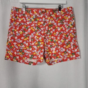 Talbots Girlfriend Chino Shorts Stretch Cotton Red Floral Women's 14 Petite - Picture 1 of 4