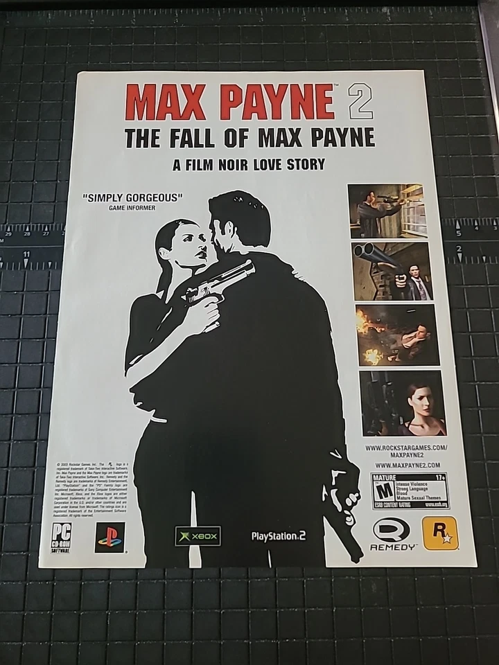 Max Payne 2 The Fall Of Max Payne Print Ad 8x11 2003  Vintage Great To Frame  - Image 1 of 1