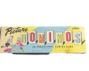 FOTO DOMINOS Ed-U-Cards EE. UU. De Colección Gráficos Terciopelo Respaldo Completo Caja Original 1951 - Imagen 1 de 20