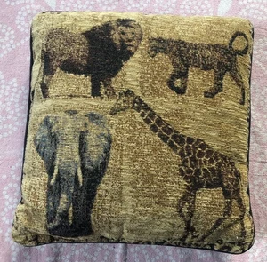 Vintage Wildtier Safari Wandteppich 15x15" Deko Überwurf Kissen Elefant Giraffe - Bild 1 von 3