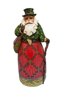Vintage Christmas Jim Shore NOLLAIG SHONA DHUIT Irish Santa with Shamrock Bag 7" - Picture 1 of 7