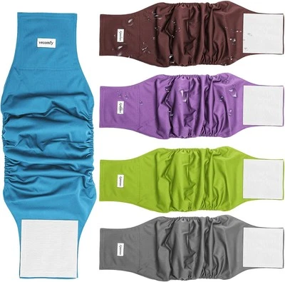 Dog Belly Bands for Male Dogs Small(Pack of 5), Gray/Blue/Green/Purple/Brown  - Image 1 of 4