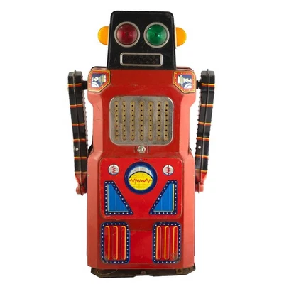 巨型 Sonic Train Robot Gang of Five Tin 玩具 Masudaya 日本 20 世纪 60 年代(用于零件) — 第 1/4 张图片