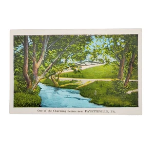 Fayetteville PA Charming River Creek Park Scene Color 1934 Postcard Cancel Stamp - Bild 1 von 11