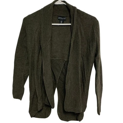 Adrienne Vittadini Women’s Extra Fine Merino Wool Dark Green Cardigan Size Small - Imagem 1 de 4