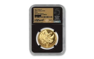 Moneda de oro Sudáfrica Big Five II - Rinoceronte 2022 NGC PF70 First Day of Issue de 1 oz - Imagen 1 de 2