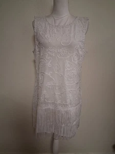 Abito nuovo senza etichette Show Me Your MuMu flapper stile anni 20 retrò bianco taglia XL - Foto 1 di 6