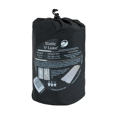 Almohadilla de aire para dormir Klymit Static V Luxe de gran tamaño 30” X 76” X 3” valor R 1,3 gris Foto 1 de 4