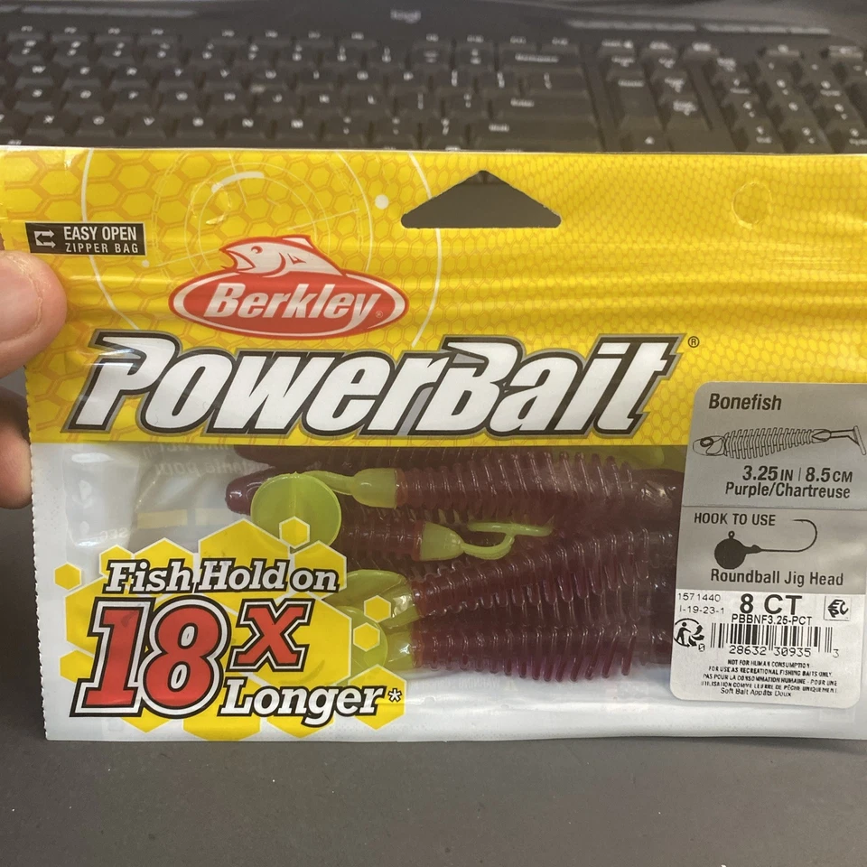 Berkley Powerbait 3,25” Bonefish Purple Chartreuse paquete de 8 unidades Foto 1 de 4