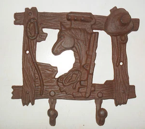 Rustic Western Decor cast iron HORSE Towel Holders HOOKS - Picture 1 of 4