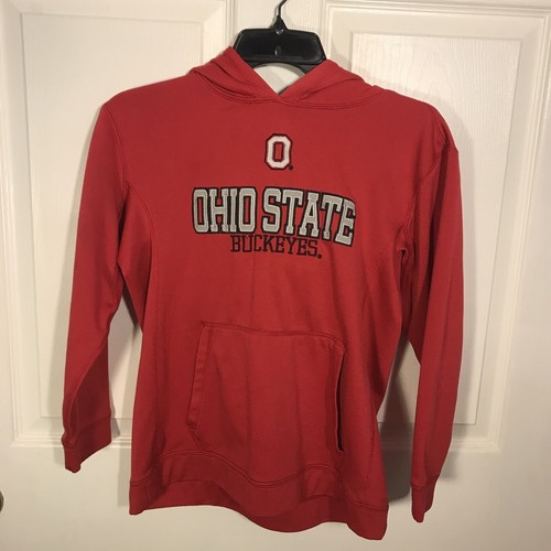 VETEMENTS Felpa con cappuccio per ragazzi Ohio State Buckeyes taglia L abbigliamento autentico scarlatto e grigio