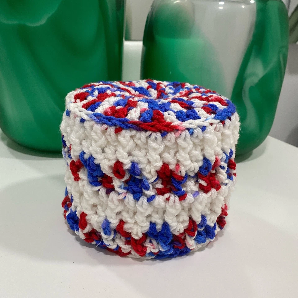 Patriotic Toilet Paper Roll Cover, USA 4th Of July  Memorial Day, Stars Red Blue - Image 1 of 1