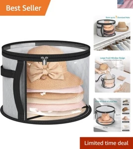 Elegant Clear Cowboy Hat Storage Bag - Zippered Case with Carrying Handles, Grey - Picture 1 of 9