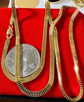 Colar de corrente de cobra ouro fino real saudita 18 quilates 750 19,5”/20” de comprimento 3,2 mm 9,1 g - Imagem 1 de 4