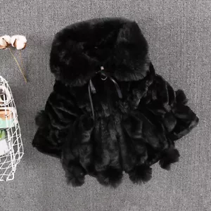 Kids Girls Fur Winter Coat Kids Faux Jacket Coats Thick Warm Parka Jackets Coat - Picture 1 of 19