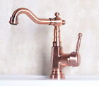 Antique Red Copper Swivel Spout Kitchen Sink Faucet Single Hole Basin Tap 2Nf254