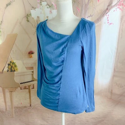 Lafayette 148 New York Women’s Panel Linen Blouse In Blue Size Medium Petite - Image 1 of 4