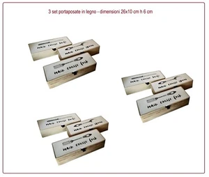 3 set portaposate porta posate 9 scatole in legno tavolo stoviglie dipingere da - Foto 1 di 1