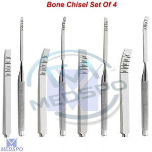 Surgical Ridge Bone Splitting Extraction Dental Chisels Straight-Curved Set Of 4 - Picture 1 of 5
