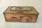 Old  Vintage Iron Painted Solid Built Vanity Box , Jewelry Box With Mirror