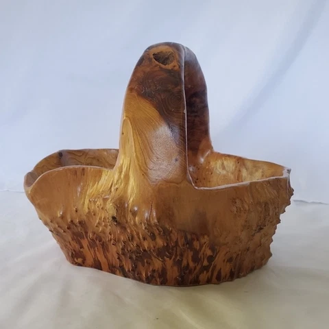 Vintage Burlwood Bowl/Basket.  Excellent Condition! Cover
