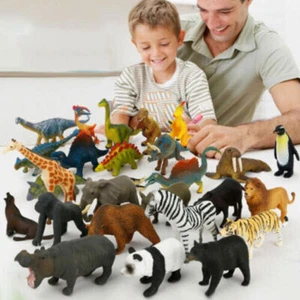 New 12Pcs Animal Model Plastic Figures Jungle Wild Ocean Zoo Animal Playset Toys - Picture 1 of 15
