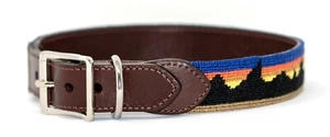 Mountain Range Needlepoint Dog Collar - Picture 1 of 6