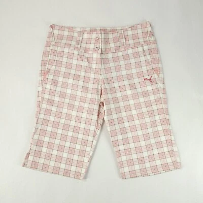 Pantalones Cortos de Golf Puma Para Mujer 6 Bermudas A Cuadros Rosa Blanco Rendimiento A Cuadros Nuevos con Etiquetas Foto 1 de 4