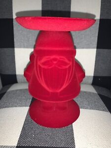 HOLIDAY 2022 RED FLOCKED SANTA 3 Wick CANDLE HOLDER Bath & Body Works NEW