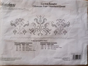 Herschners Cross Stitch Pillow Case Kit-"Garden Sampler"- 2 Queen Cases - Picture 1 of 2