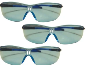 3 Pairs - Racer Series Safety Glasses Blue/Black Frame, Clear lens - Picture 1 of 7