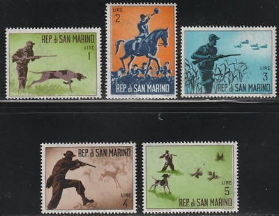 San Marino 1962 SC# 529- 533 - Modern Hunting Scenes - M-NH Lot # 30 - Image 1 of 2