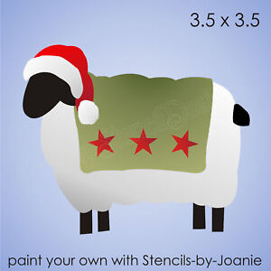 Joanie Stencil 3" Santa Claus Hat Prim Sheep Stars Holiday Christmas DIY Signs