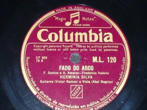 PORTUGAL 78 RPM RECORD Columbia HERMINIA SILVA Fado do Arco / O dia em que eu... - Bild 1 von 2