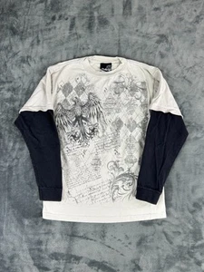 Hybrid Eagle Graphic Long Sleeve Layered T-Shirt Youth L Grunge Gothic Tattoo - Picture 1 of 9