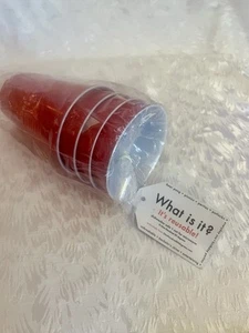“WHAT IS IT?” 4 Red Drinking Glasses Reusable New Melamine - Picture 1 of 5